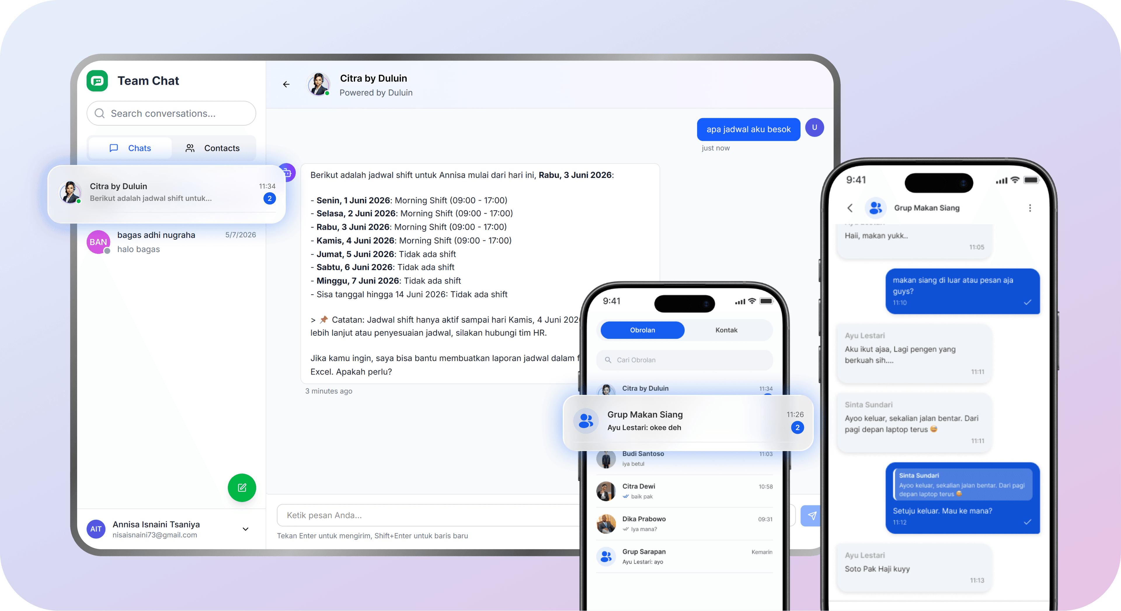 Communicate and collaborate seamlessly with team and AI chat.